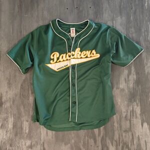 Vintage Brett Favre Green Bay Packers Baseball Jersey‎ Mens 2XL Green 2000s